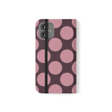 iPhone 12 Mini vegane Leder-Wallet-Hülle – Pink Plum Polka Dot Design