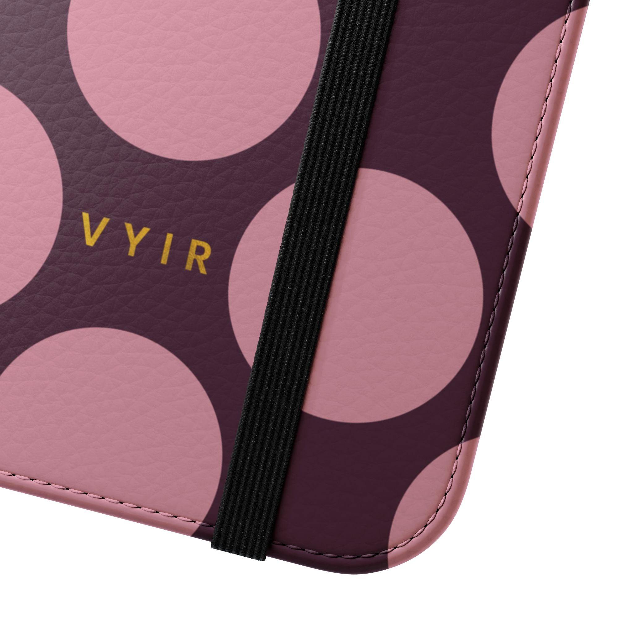 iPhone 15 Pro Vegan Leather Wallet Case – Pink Plum Polka Dot Design - VYIR