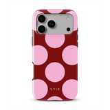 Large Polka Dots, Burgundy Pink - Tough Handyhülle