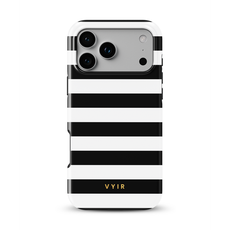 Horizontal Stripes, Schwarz und Weiß - Tough MagSafe iPhone-Handyhülle