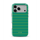 Horizontal Stripes, Goldline Green - Tough MagSafe iPhone Handyhülle