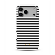 Horizontal Stripes, Pinstripe Black and White - Shockproof Phone Case - VYIR
