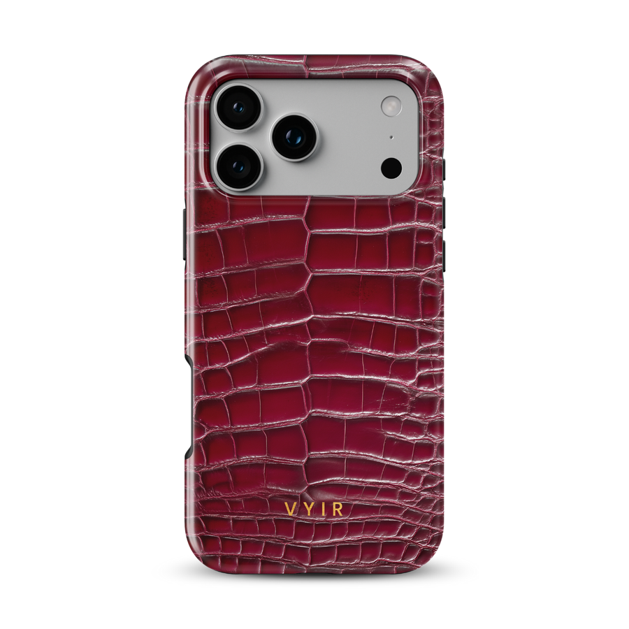 Croc Leather Print Burgundy - Tough MagSafe iPhone-Hülle