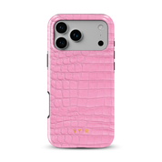 Croc Leather Print Pink - Shockproof Phone Case - VYIR