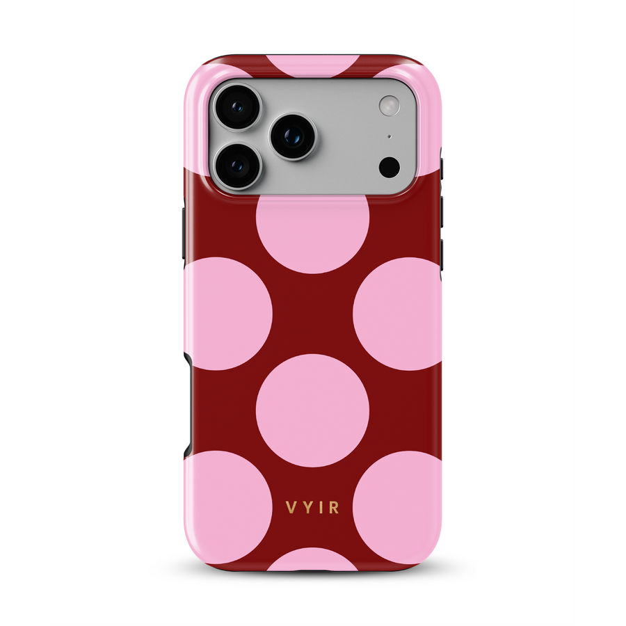 Large Polka Dots, Burgundy Pink - Tough MagSafe iPhone-Hülle