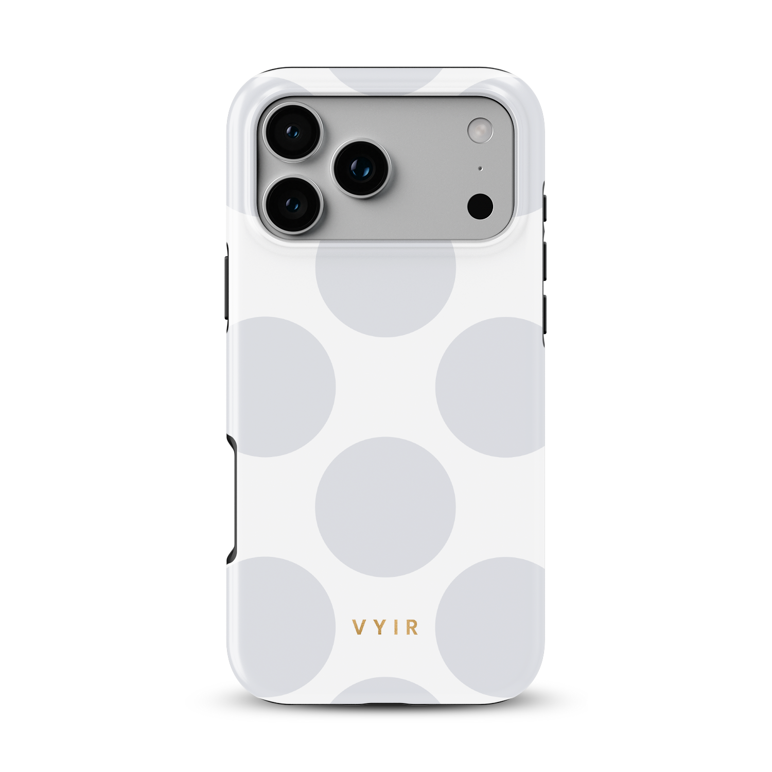 Large Polka Dots, Cloud Gray - Shockproof MagSafe iPhone Case - VYIR