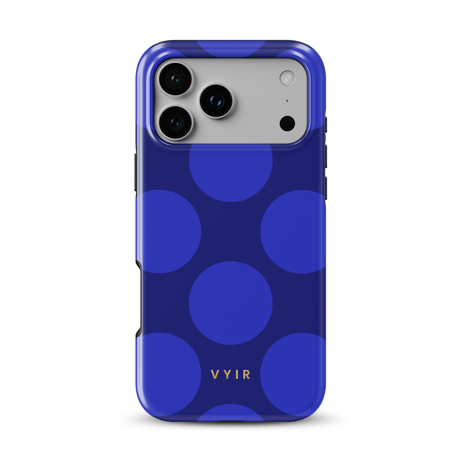 Large Polka Dots, Indigo Blue - Shockproof MagSafe iPhone Case - VYIR
