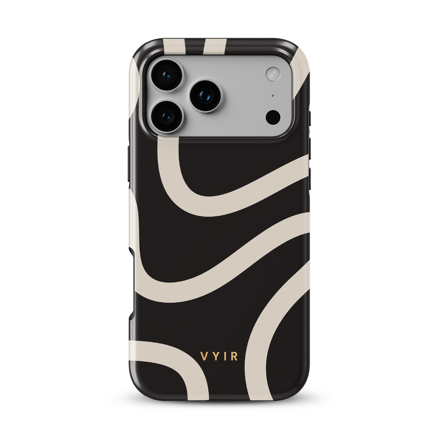 Swirl Lines, Schwarz und Beige - Tough MagSafe iPhone-Hülle