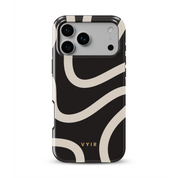 Swirl Lines, Black and Beige - Shockproof Phone Case - VYIR