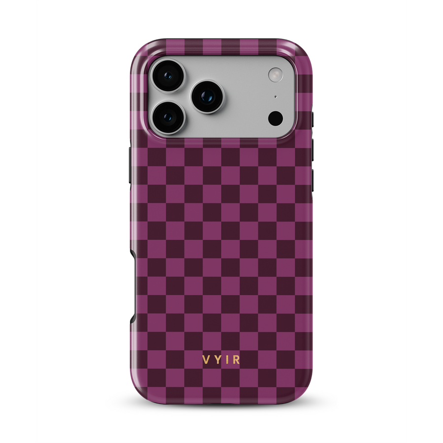 Tiny Checker, Burgundy - Tough MagSafe iPhone-Handyhülle