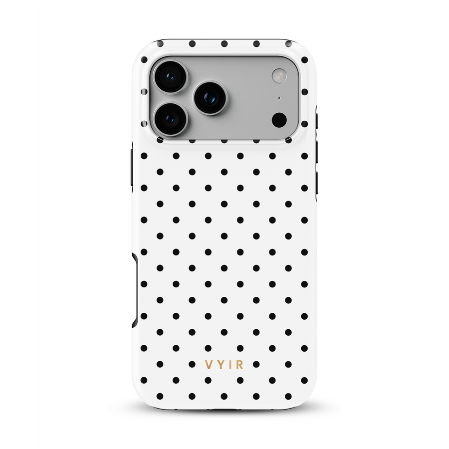 Tiny Polka Dots, Schwarz und Weiß - Tough MagSafe iPhone-Hülle