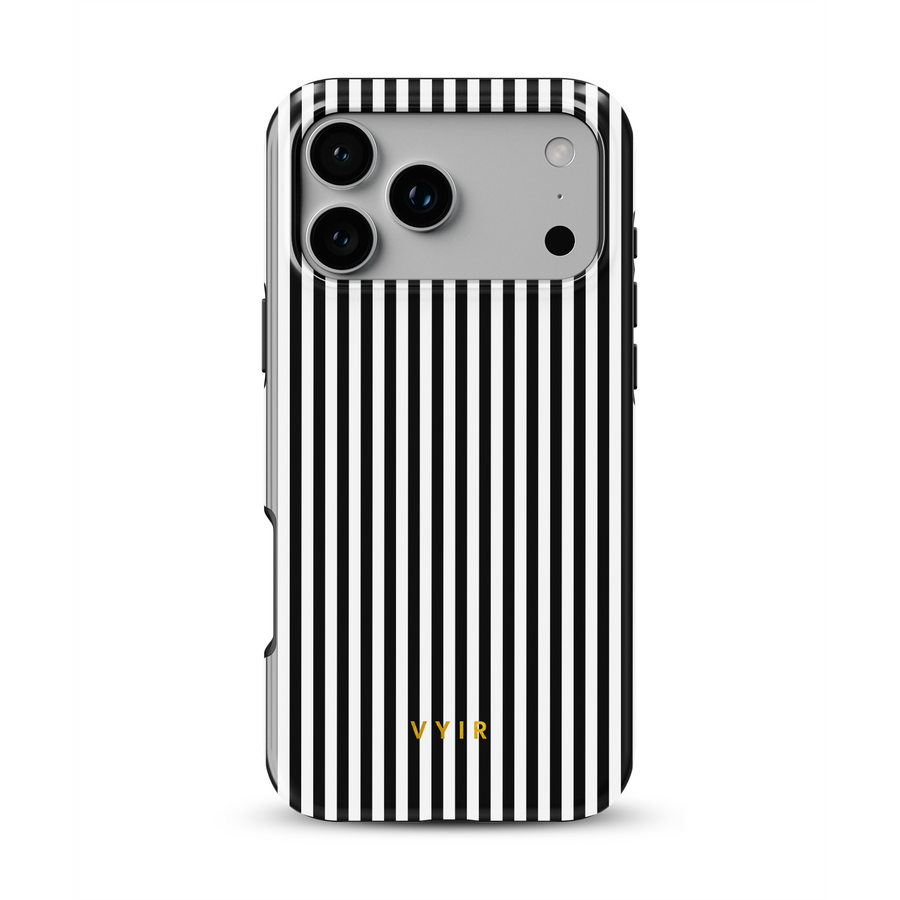 Vertical Stripes, Pinstripe Black and White - Tough MagSafe iPhone-Hülle