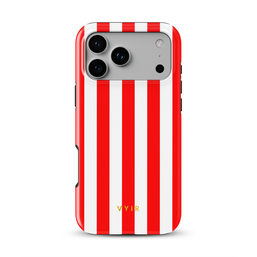 Vertical Stripes, Red Silk - Tough MagSafe iPhone Handyhülle