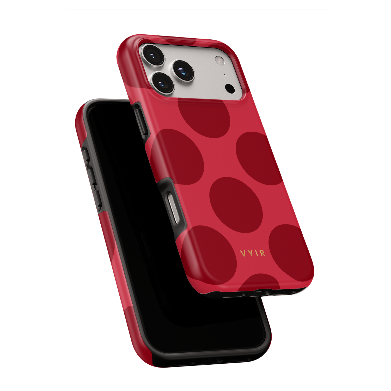 Large Polka Dots, Crimson Red - Shockproof Phone Case - VYIR
