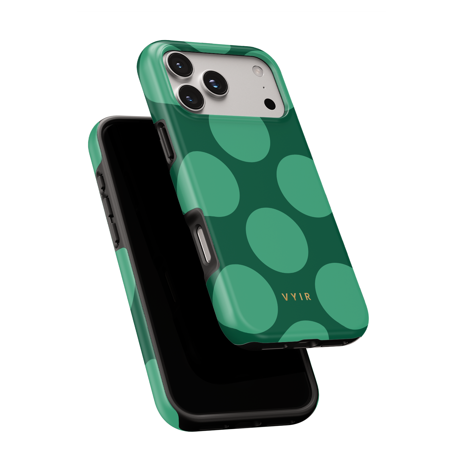 Large Polka Dots, Emerald Green - Shockproof Phone Case - VYIR