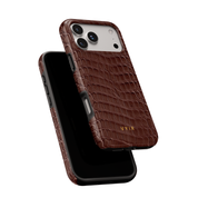 Croc Leather Print Mocha - Shockproof MagSafe iPhone Case - VYIR