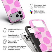 Large Polka Dots, Bubbly Pink - Shockproof Phone Case - VYIR