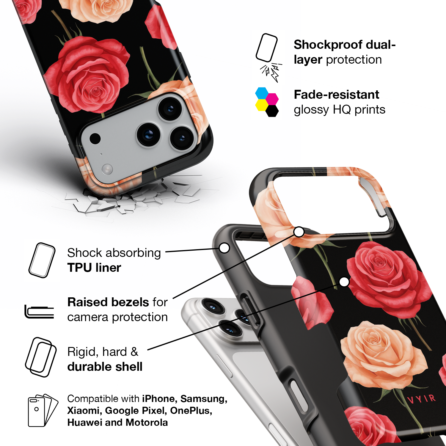 Dual-Tone Rose - Shockproof Phone Case - VYIR