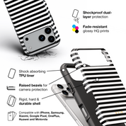 Horizontal Stripes, Pinstripe Black and White - Shockproof Phone Case - VYIR