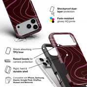 Swirl Lines, Burgundy - Shockproof Phone Case - VYIR