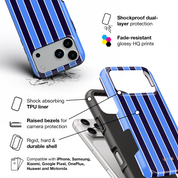 Vertical Stripes, Rivoli Blue - Shockproof Phone Case - VYIR