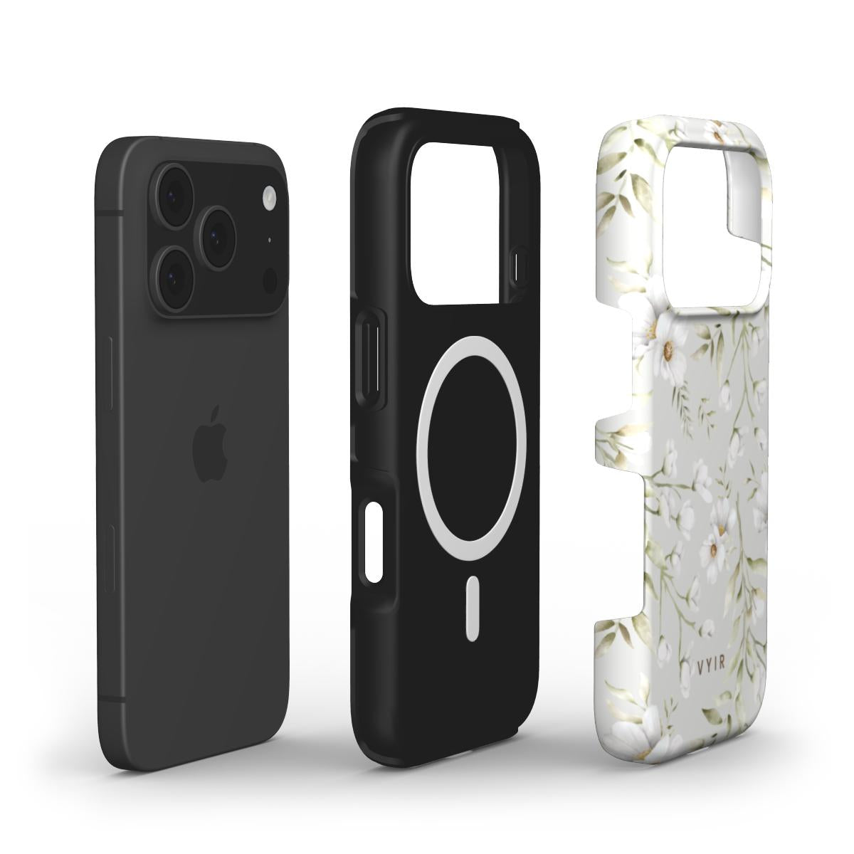 White Blossom Drift - Shockproof MagSafe iPhone Case - VYIR