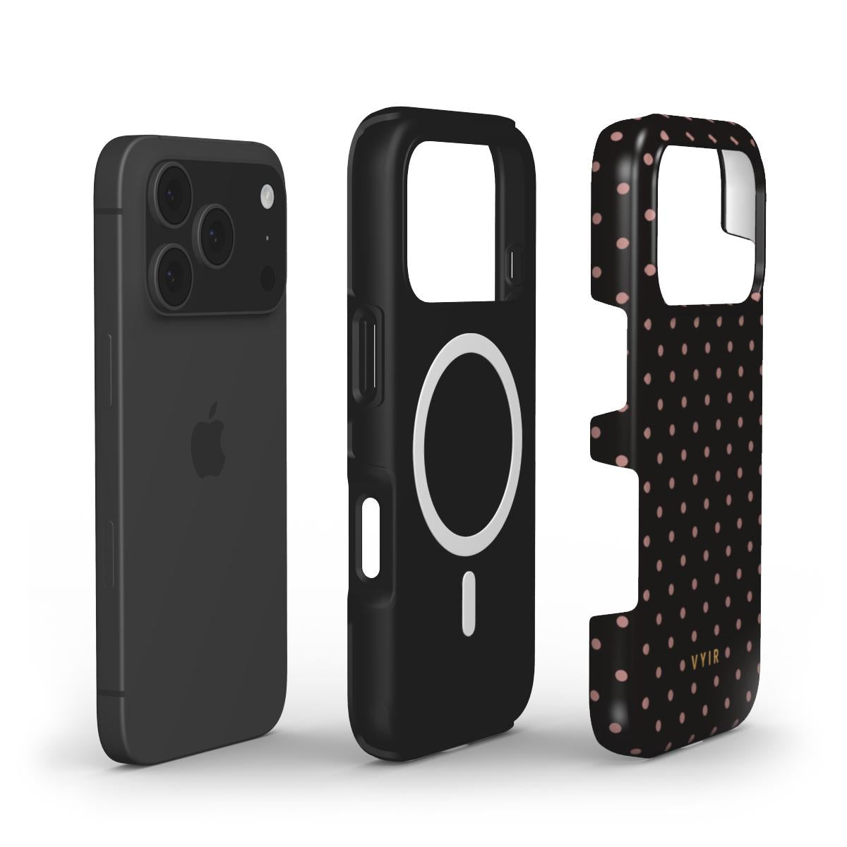 Tiny Polka Dots, Chocolate - Shockproof MagSafe iPhone Case - VYIR