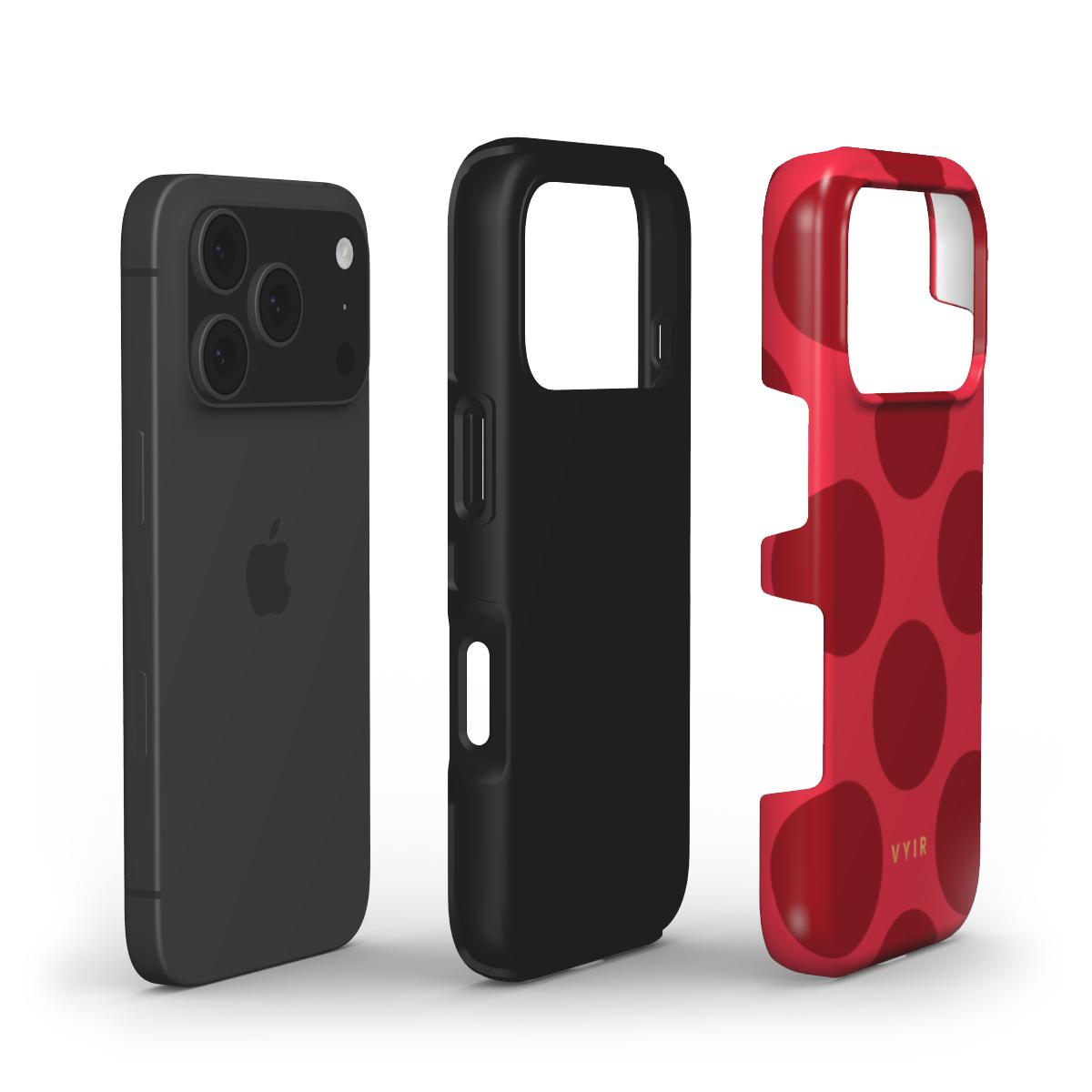 Large Polka Dots, Crimson Red - Shockproof Phone Case - VYIR