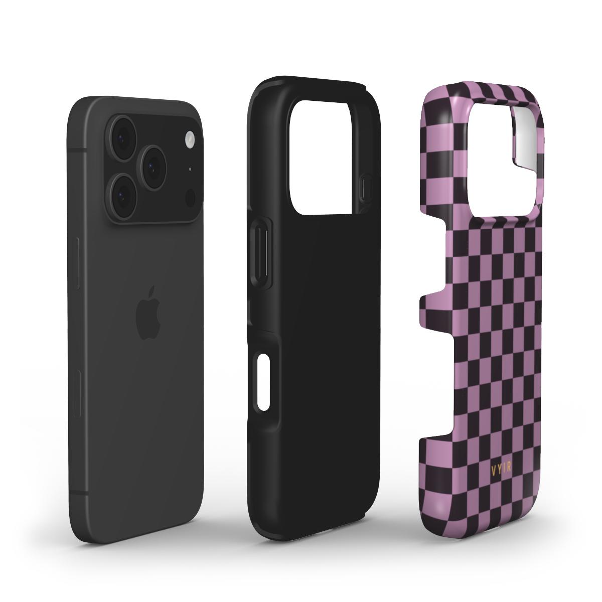 Tiny Checker, Plum - Shockproof Phone Case - VYIR