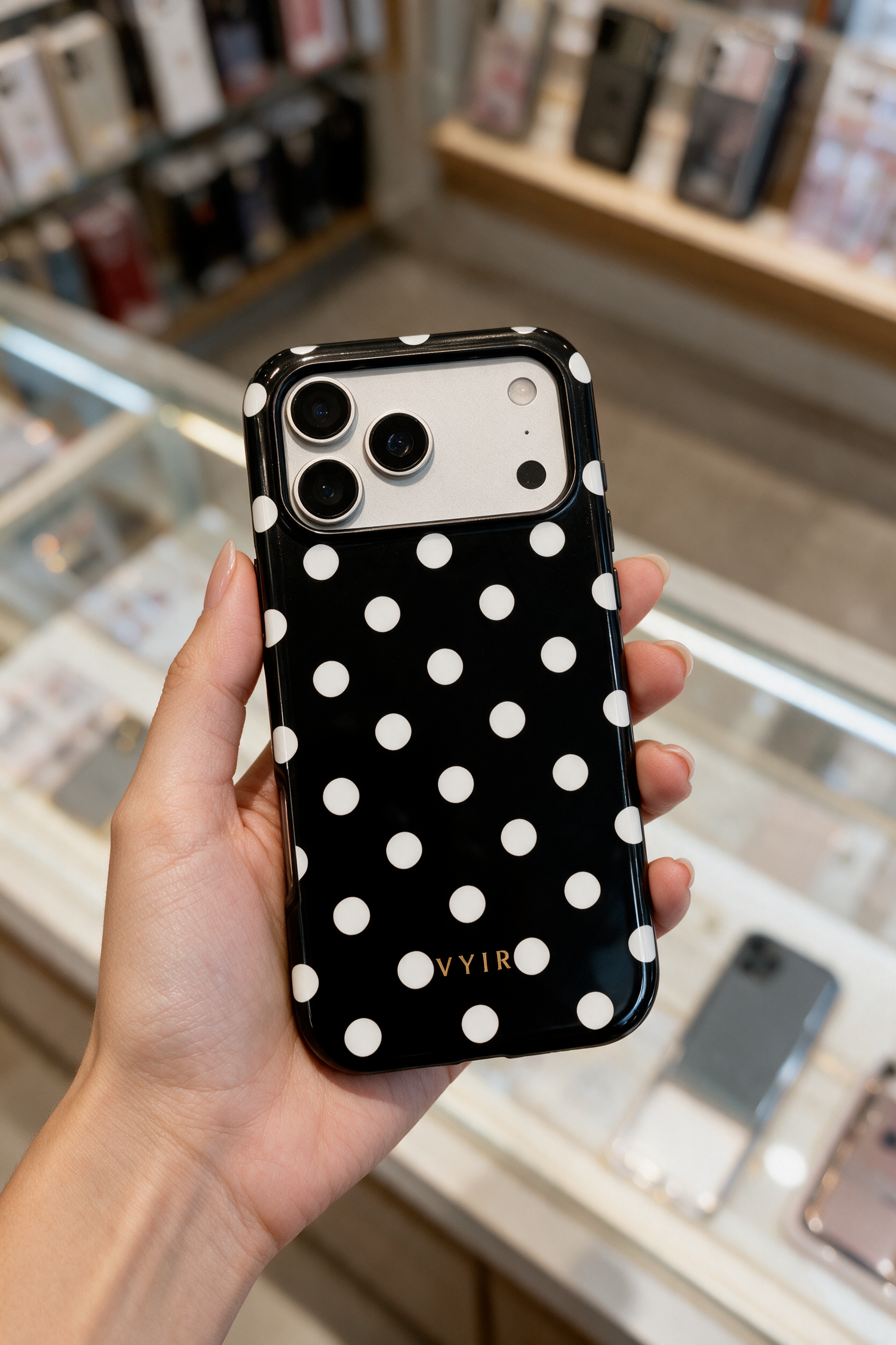 Classic Polka Dots, Black Noir - Tough Handyhülle