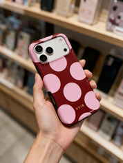 Large Polka Dots, Burgundy Pink - Tough Handyhülle
